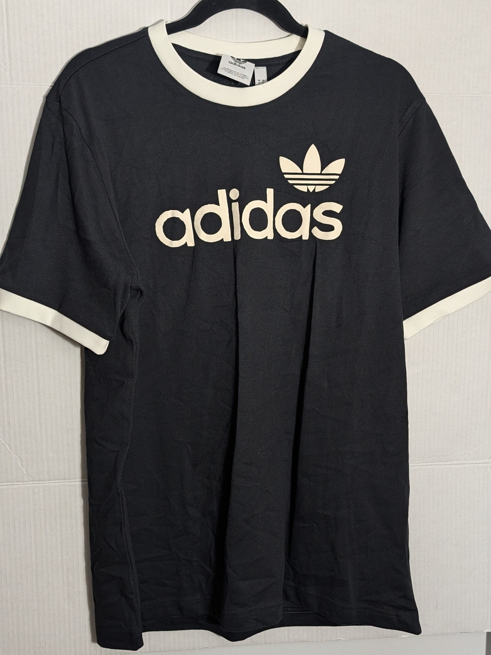 adidas Originals "Simple Tee" in Black With Cream Trefoil Logo and Contrast Trim